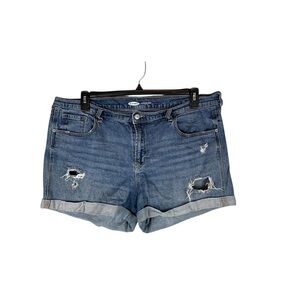 Old Navy Boyfriend Mid-Rise Distressed Jean Shorts Blue Size 16